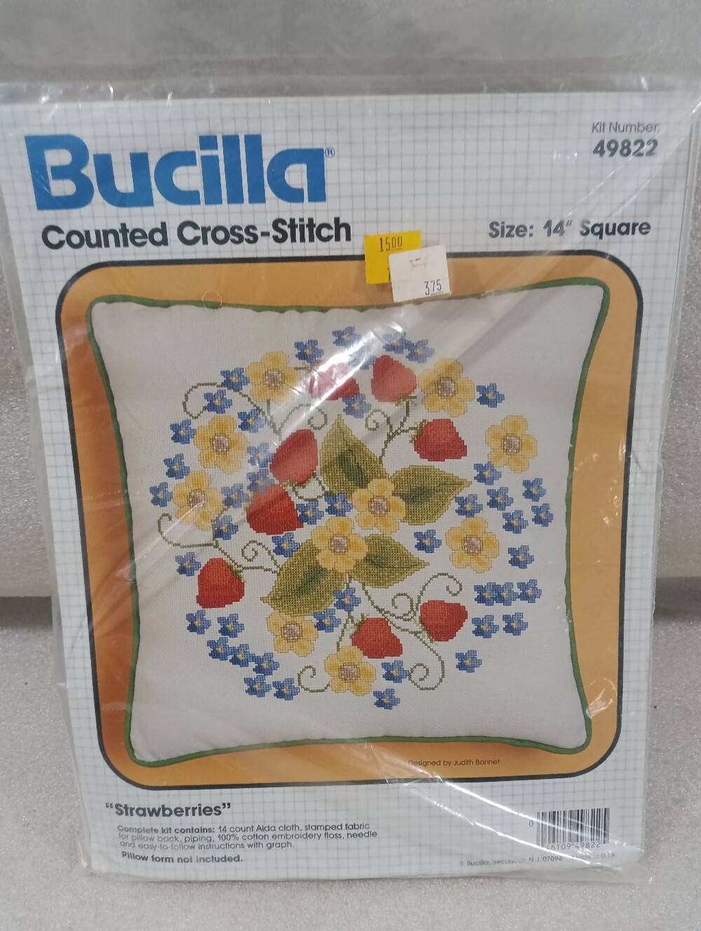 Bucilla Cross Stitch Kit Pillow Strawberries